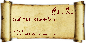 Csáki Kleofás névjegykártya